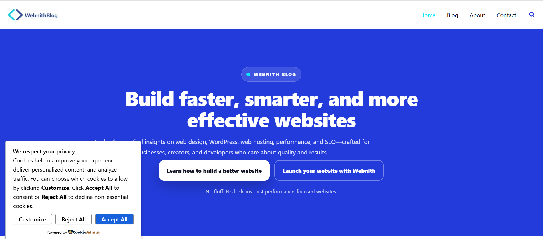 Webnith Blog small business website design example by Webnith