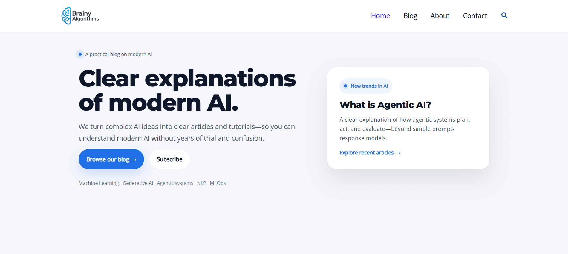 Brainy Algorithms small business website design example by Webnith